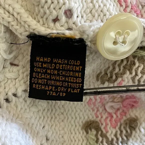 Vtg Eddie Bauer Cardigan Sweater 1990 Grannycore Grandma Small flower 90s Y2K - Picture 9 of 9